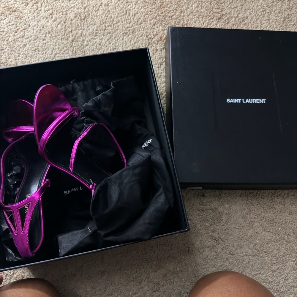 Saint Laurent Metallic Fuchsia Sandals - Picture 3 of 8